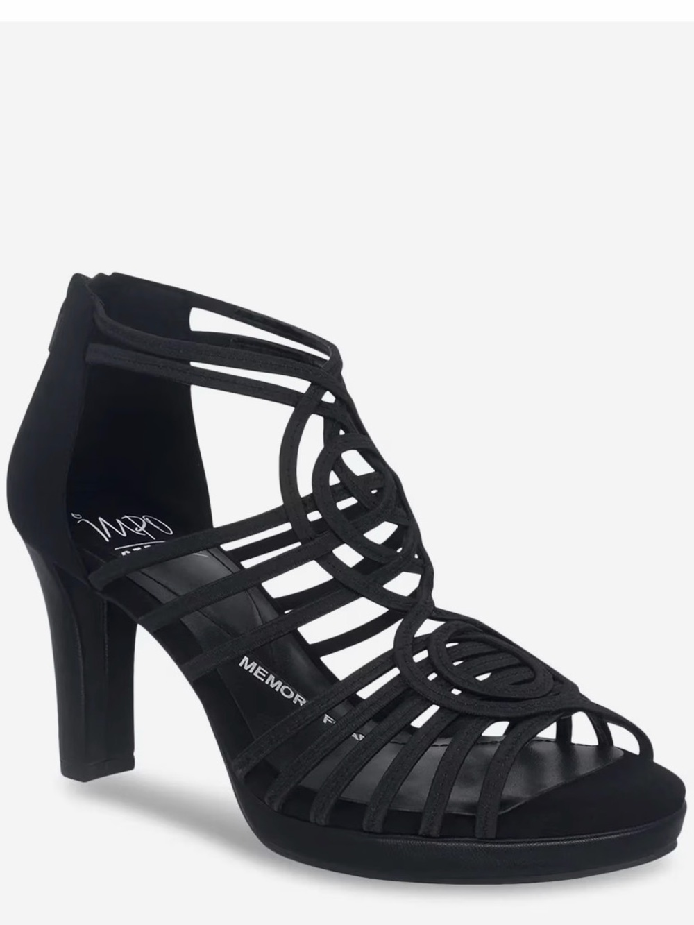 Impo Memory Foam Black Strappy High Heel Sandals “Tiffany”